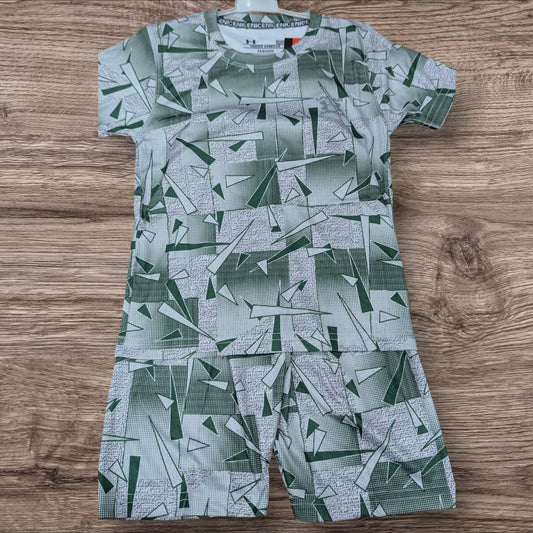 Boys' Summer Co-ord Set – Green Abstract Print | Soft & Breathable Fabric