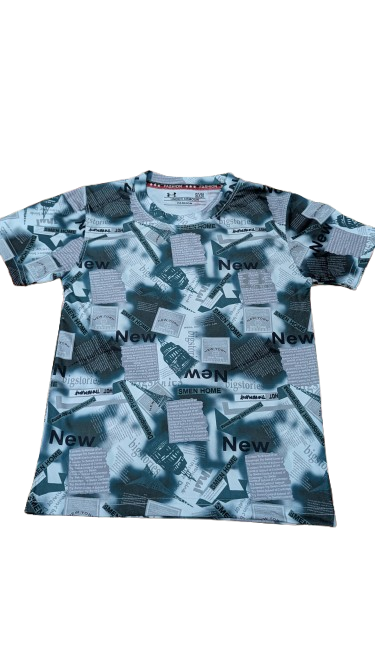 Boys' Printed Summer Co-ord Set – Green Newspaper Design | Soft & Breathable Fabric"