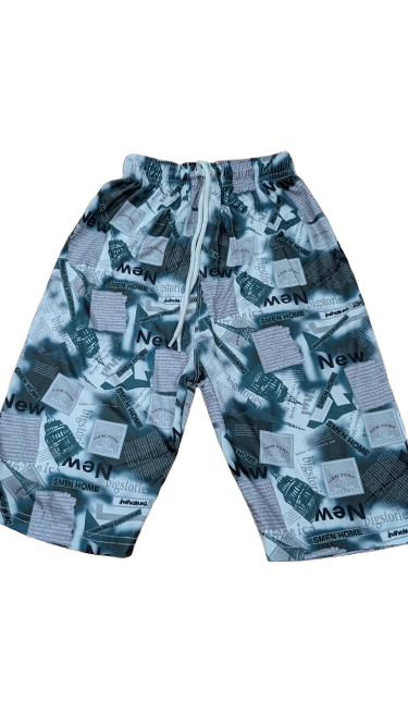 Boys' Printed Summer Co-ord Set – Green Newspaper Design | Soft & Breathable Fabric"