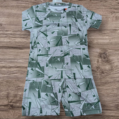 Boys' Summer Co-ord Set – Green Abstract Print | Soft & Breathable Fabric