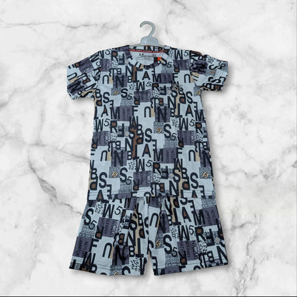 Boys' Stylish Summer Co-ord Set – Black & White Graphic Print | Soft & Breathable