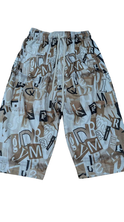 Boys' Summer Co-ord Set – Beige & Black Alphabet Print | Soft Cotton Feel